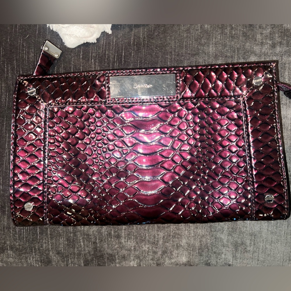 Calvin Klein Metallic Snakeskin Clutch
